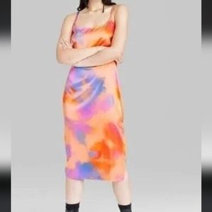 Orange tie dye slip dress